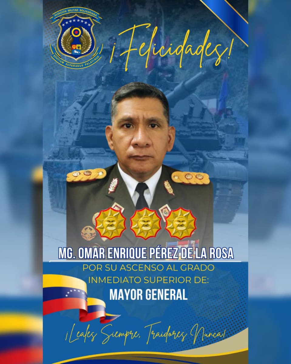 AMB_FANB's tweet image. La @AMB_FANB se complace en felicitar al MG. Wilfredo Alexandre Medrano Machado, MG. Rubén Darío Belzares Escobar y MG. Omar Enrique Pérez De La Rosa, del @somos_ejercito, por su ascenso al grado inmediato superior. ¡Seguimos trabajando por nuestra patria Venezuela!