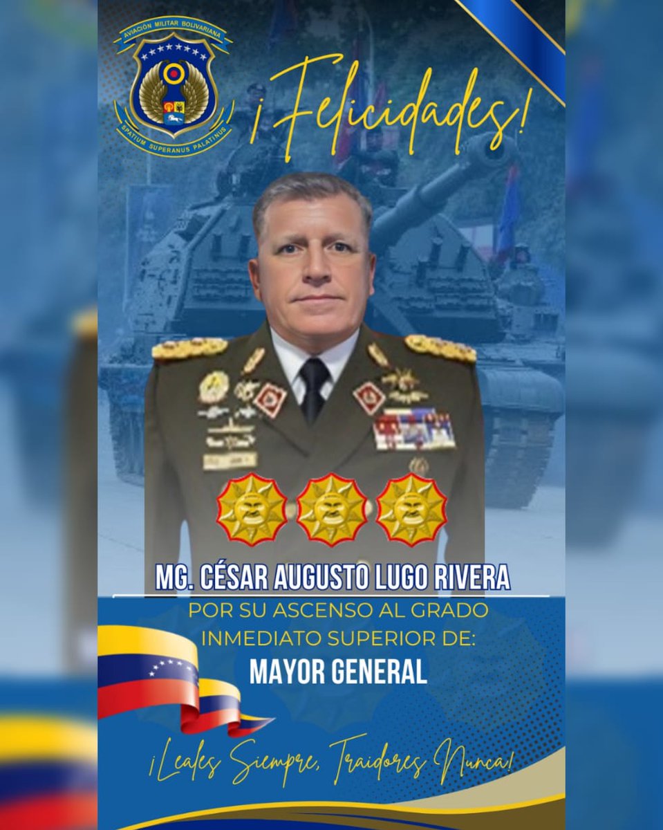 AMB_FANB's tweet photo. La @AMB_FANB se complace en felicitar al MG. César Augusto Lugo Rivera y MG. José Rafael Serrano Gotera, del @somos_ejercito, por su ascenso al grado inmediato superior. ¡Felicitaciones, seguimos trabajando por nuestra patria Venezuela! https://t.co/zm5zKVdGtd