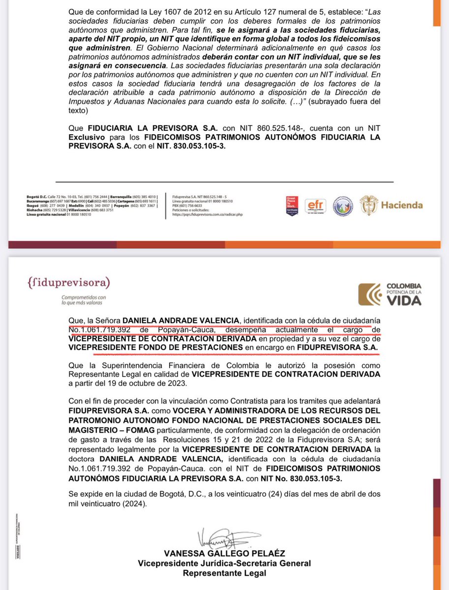 Danielbricen's tweet photo. La señora Daniela Andrade Valencia quien se desempeñó como Vicepresidente de Contratación Derivada de la Fiduprevisora y quien autorizó el pago de los carrotanques corruptos de Olmedo López fue nombrada como Notaria 36 de Bogotá, a pesar de estar en el escándalo de la UNGRD. https://t.co/40byFWEvnJ