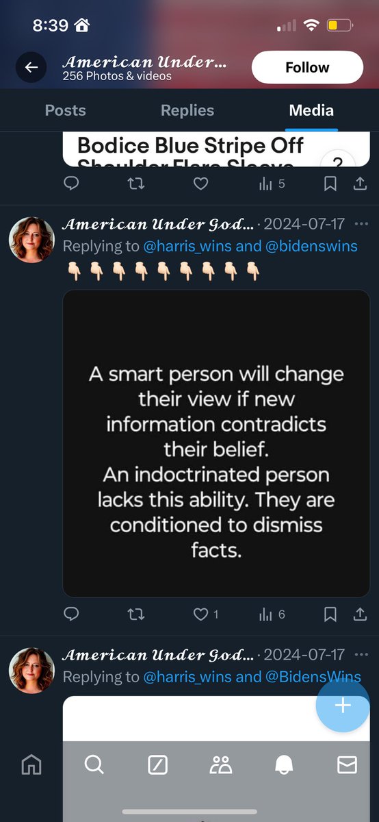 SydMuddy's tweet photo. @AikeyAndrea @binaryagent @mhitchens @hungagame @alx @KamalaHarris I see you haven’t replied so I wanted to ask: this you? 
I ask bc I figure, if you consider yourself “a smart person”, you’d have come back &amp; acknowledged that you were wrong &amp; would have changed your mind. 

But you didn’t lmao. Is that bc you fall into the “indoctrinated” part? https://t.co/iJ5vqrjhy5