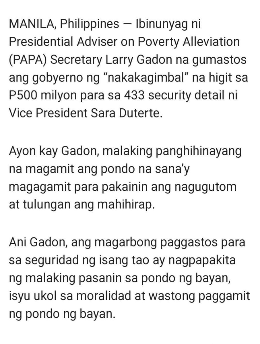Wait guys ha so sorry to interrupt the winning moment of Carlos Yulo.But What??
This is unfair to us,Filipinos!Sana huwag payagan ng gobyerno ang mga luho ni sara!
Hindi pera ng gobyerno to kundi pinaghirapang pera ng taong bayan!Sobra sobra na to!!!