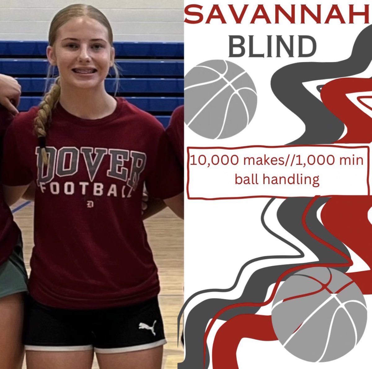 Congrats to 8th grader Savannah Blind on completing the 10k makes and 1,000 min of ball handling summer challenge! This is Savannah’s second year of completing this challenge!!👏🏽🏀 #wearedover