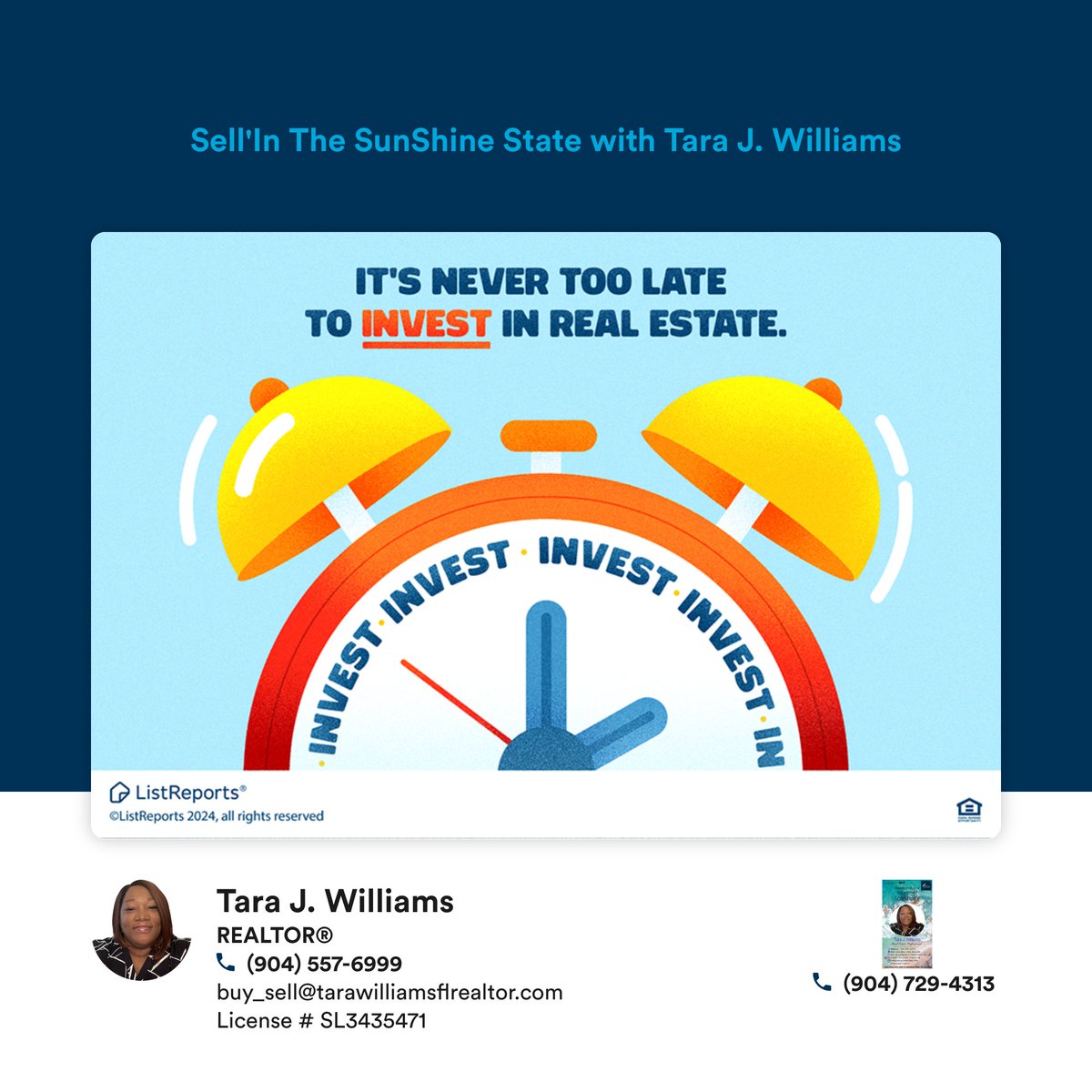 Thinking🤔about investing n real estate?📈It's always a smart move 2 grow ur wealth &amp; secure ur future! Let's explore ur options &amp; find the perfect investment opportunity 2day. Reach out to get started! 💬📞 

☎️ Mobile: 904.557.6999
📧 Email: Buy_Sell@TaraWilliamsFLRealtor.com