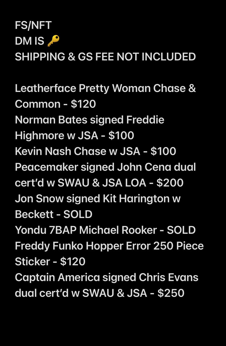 chancecoldpops's tweet photo. ALL FS/NFT
DM IS 🔑 
SHIPPING &amp; GS FEE NOT INCLUDED

BUNDLES AVAILABLE!!!!
See Last Pic For Prices

#Funko #FunkoAutographs #Autographs #FunkoForSale #Steals @funko https://t.co/YXTqTrOMiY