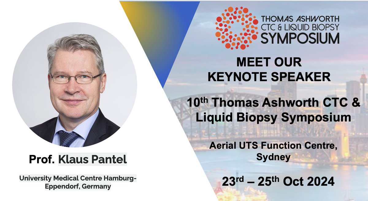 Thomas Ashworth CTC and Liquid Biopsy Symposium (@tasliquidbiopsy) on Twitter photo Please welcome our International Keynote Speaker Prof. Klaus Pantel to #TAS2024 <a href="/UKEHamburg/">UKE Hamburg</a>
Please join us at our 10th year celebrations.
Early Bird Registrations are still open: liquidbiopsy.org.au/registration-3… Please welcome our International Keynote Speaker Prof. Klaus Pantel to #TAS2024 <a href="/UKEHamburg/">UKE Hamburg</a>
Please join us at our 10th year celebrations.
Early Bird Registrations are still open: liquidbiopsy.org.au/registration-3…