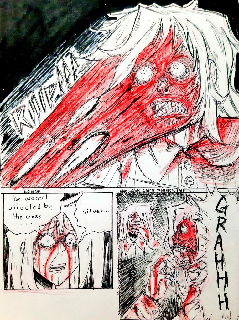 KrivaviSolodosh's tweet photo. ⚠️CW & TW⚠️
IF YOU GET TRIGGERED BY BOX CUTTERS, BLOOD, FACELESS OR EXPOSED MUSCLES
DO NOT READ
—
Silver thinks about his glory days...
(read right to left)
(#layersofsteel au tag :3)
Additional tags:
#rivalsilver #trainergold #trainerkris https://t.co/kaZO38P1u3