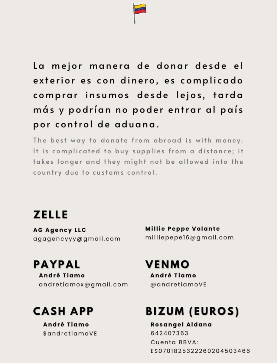 doylesbian's tweet photo. venezuelans are urging the community outside of the country to donate money because it’s easier. until today these are the ones i have been seeing being spread https://t.co/zk0a1DYYqM