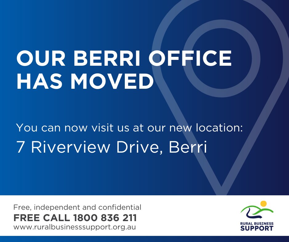 OUR BERRI OFFICE HAS MOVED📍//
You can now visit our new office at 7 Riverview Drive, Berri