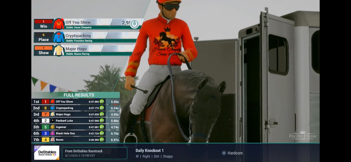 My 150 Derby horse has been tested and survived natural selection. Welcome to the stable Off You Show.