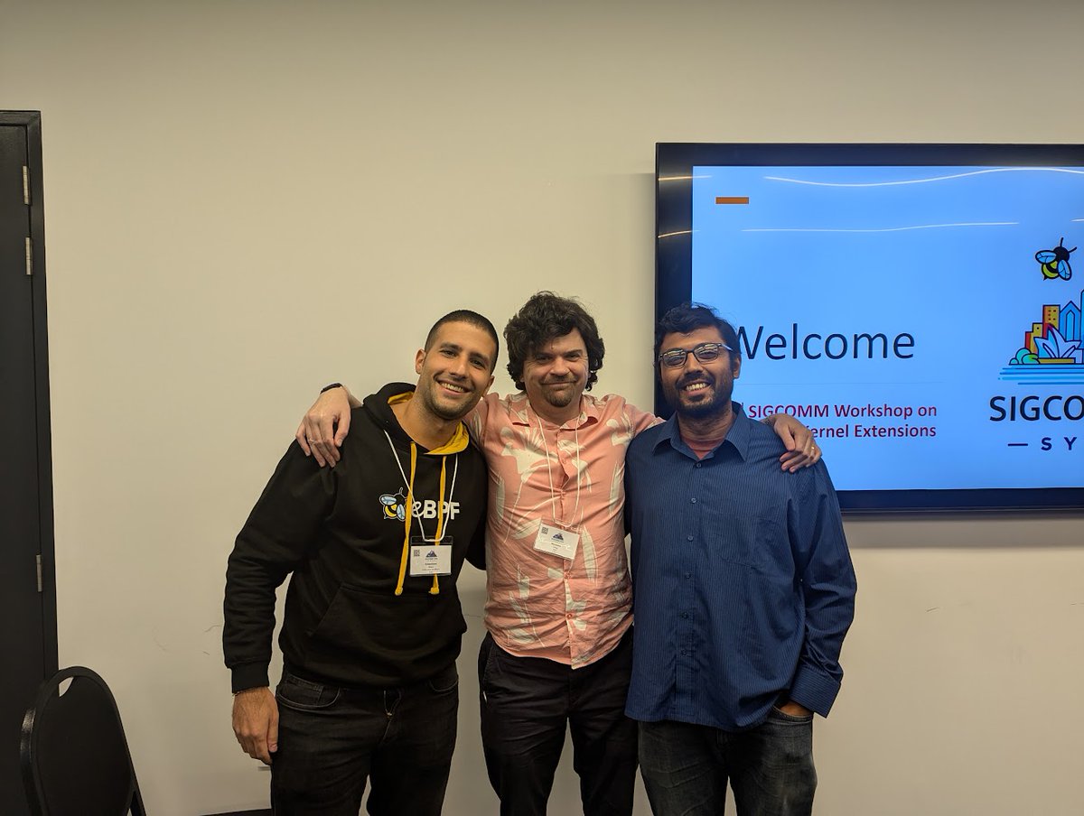 Sebastiano Miano (@sebymiano) on Twitter photo 📢 We had a fantastic time yesterday at the 🐝 #eBPF workshop in Sydney!
A big thank you 🙏 to all the attendees who joined us both in-person & remotely, my co-organizers (<a href="/ngsrinivas/">Srinivas Narayana</a>, <a href="/get_gianni_up/">Gianni Antichi</a>, <a href="/apanda/">Aurojit Panda</a>), the TPC members, & our amazing keynote speaker <a href="/brendangregg/">Brendan Gregg</a>. 📢 We had a fantastic time yesterday at the 🐝 #eBPF workshop in Sydney!
A big thank you 🙏 to all the attendees who joined us both in-person & remotely, my co-organizers (<a href="/ngsrinivas/">Srinivas Narayana</a>, <a href="/get_gianni_up/">Gianni Antichi</a>, <a href="/apanda/">Aurojit Panda</a>), the TPC members, & our amazing keynote speaker <a href="/brendangregg/">Brendan Gregg</a>.