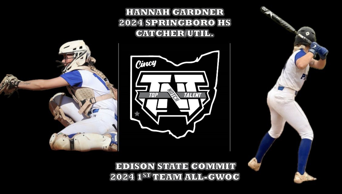 <a href="/Hannahgardnerrr/">Hannah Gardner</a>  comes to us from <a href="/Boro_Panthers/">Springboro Panthers</a>. She brings a rocket for an arm and a BIG bat. Hannah is going into her freshman year <a href="/ESCCSoftball/">Edison State Softball</a>  where no doubt she’ll do great things.