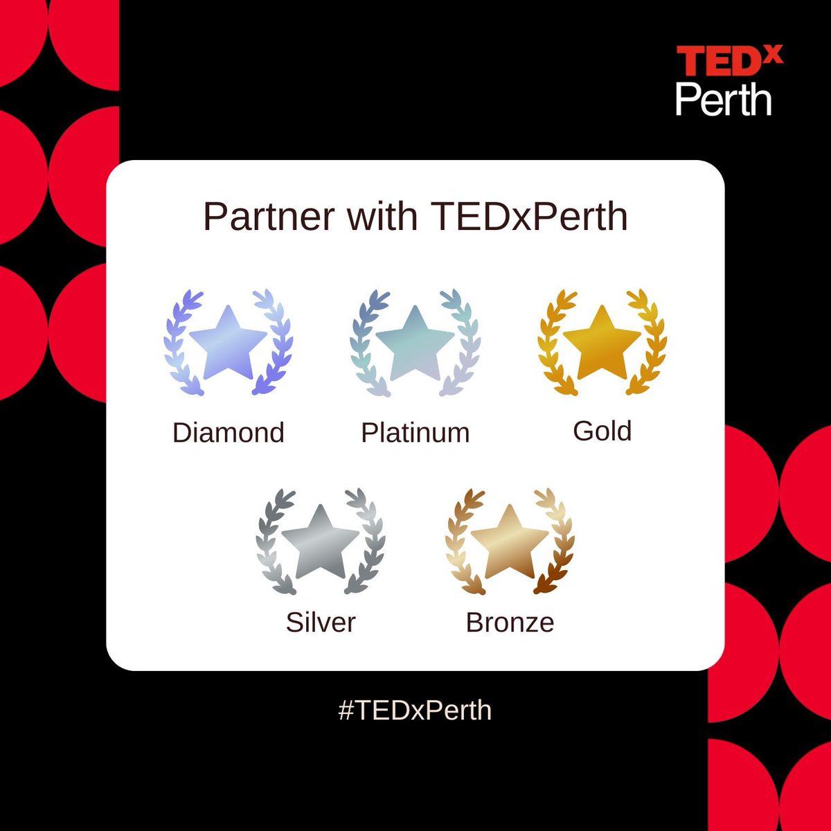 TEDxPerth (@tedxperth) on Twitter photo Exciting News 🎉
We’re unveiling new Partnership Packages! Choose from Diamond, Platinum, Gold, Silver, or Bronze to fit your business size and spotlight your organization while supporting our mission: #IdeasChangeEverything
Contact our team at partnerships@tedxperth.org Exciting News 🎉
We’re unveiling new Partnership Packages! Choose from Diamond, Platinum, Gold, Silver, or Bronze to fit your business size and spotlight your organization while supporting our mission: #IdeasChangeEverything
Contact our team at partnerships@tedxperth.org