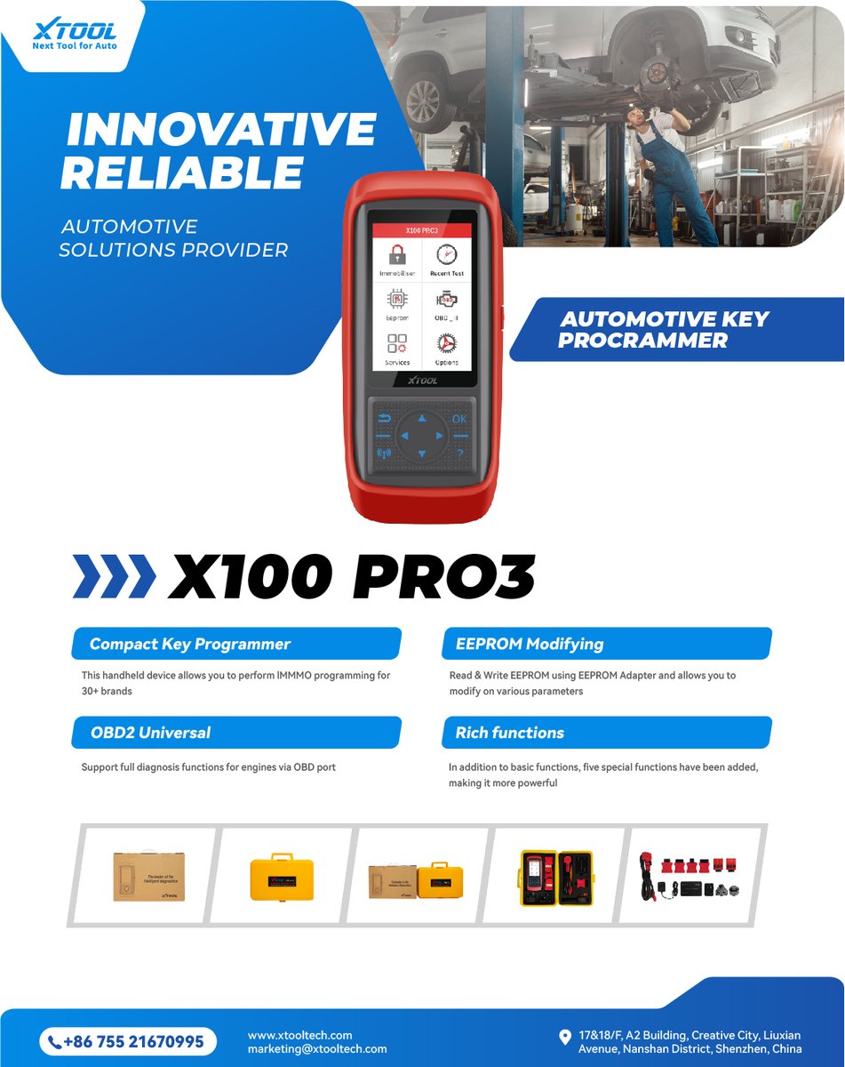 XtoolTech2010's tweet image. 💥#Xtool | #X100PRO3 | Auto Key Programmer
1️⃣Compact #KeyProgrammer
2️⃣EEPROM Modifying
3️⃣OBD2 Universal
4️⃣Rich functions
Upgrade your toolkit with X100PRO3 and experience the ultimate in automotive key programming and #diagnostics. Unlock new possibilities today! #AutomotiveTools