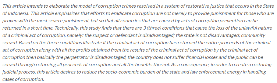 LAJ_Journal's tweet photo. Pratama, Vega. “#RestorativeJustice in Criminal Acts of #Corruption.” Law and Justice, vol. 6, no. 1, May 2021, pp. 34–45. https://t.co/3yGnT80q08, https://t.co/3P0caGNwVC. https://t.co/SUjeJP2QAV