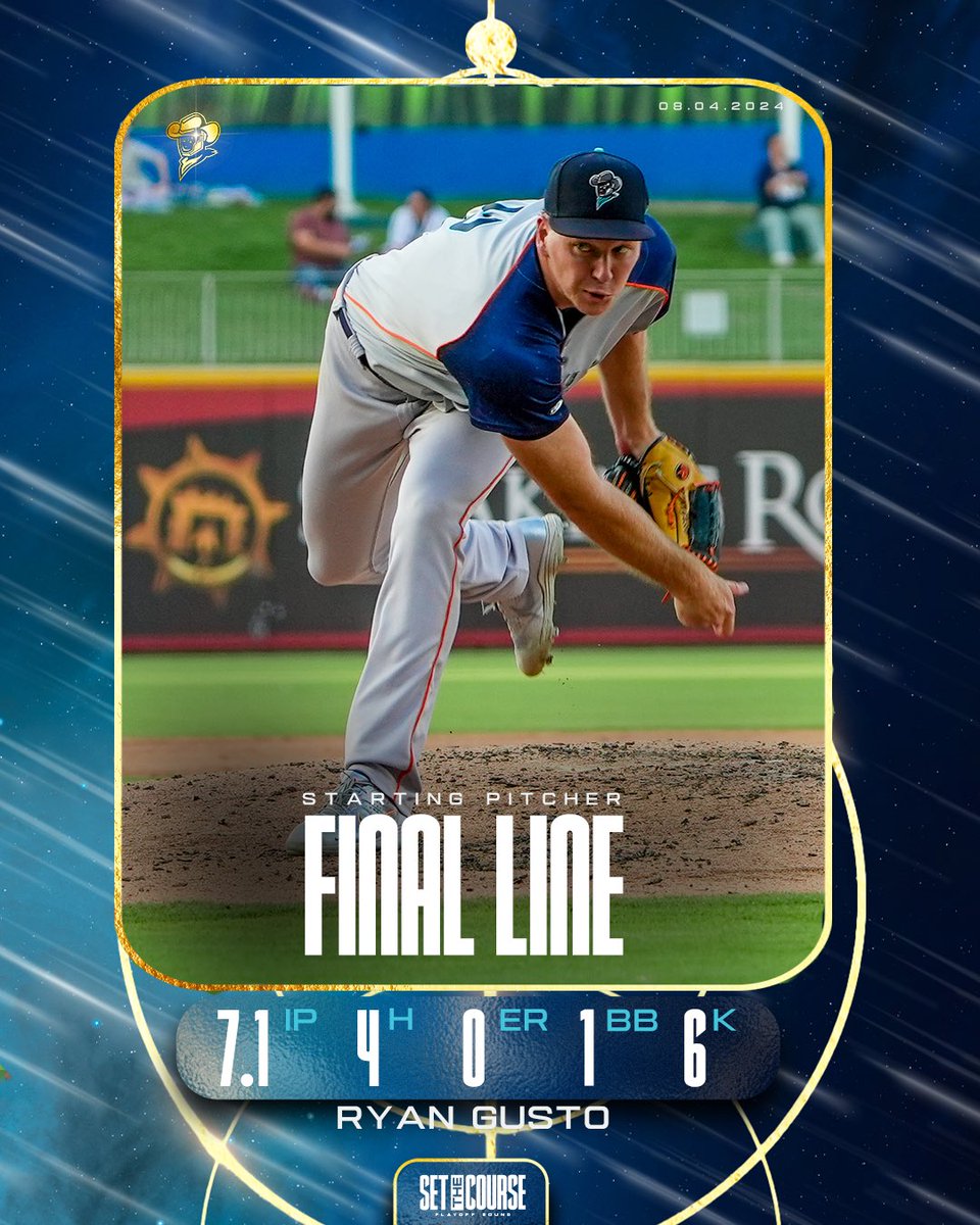SLSpaceCowboys's tweet image. Just another quality start for Ryan Gusto (seventh of the season to be exact but who’s counting)

7.1 innings thrown is a career high 🤙 #SetTheCourse