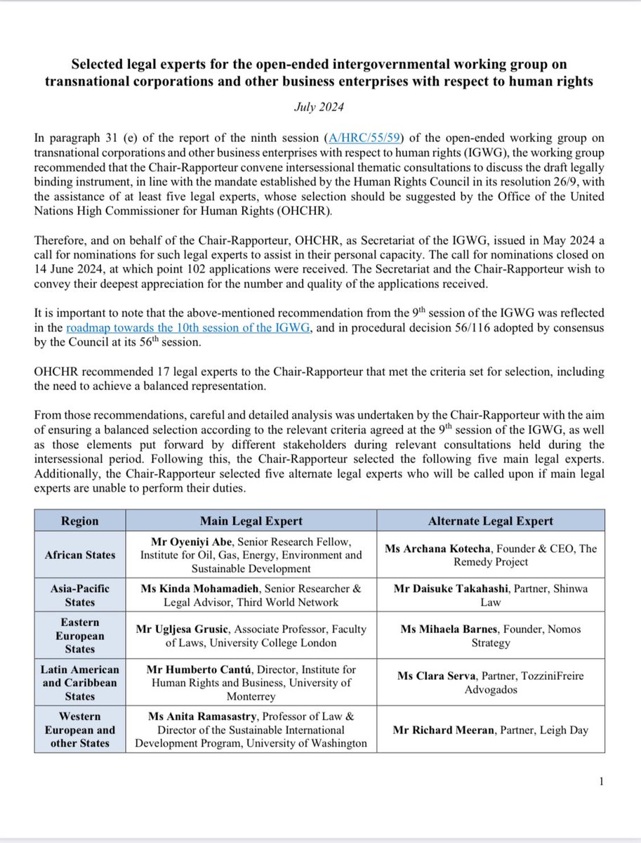 Humberto Cantú Rivera (@humbertocantur) on Twitter photo Extremely honored to have been selected by the Chair-Rapporteur of the <a href="/UNHumanRights/">UN Human Rights</a> #bizhumanrights treaty process as legal expert in representation of Latin America and the Caribbean #GRULAC, to contribute to the work of the #IGWG. Looking forward to this next phase! Extremely honored to have been selected by the Chair-Rapporteur of the <a href="/UNHumanRights/">UN Human Rights</a> #bizhumanrights treaty process as legal expert in representation of Latin America and the Caribbean #GRULAC, to contribute to the work of the #IGWG. Looking forward to this next phase!