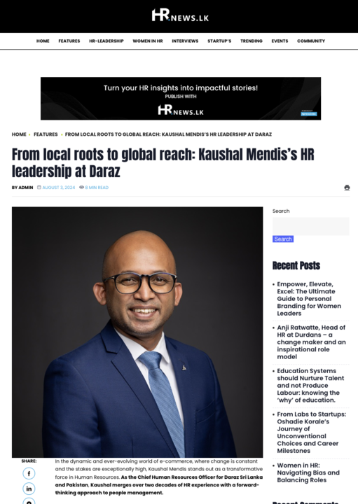 HRNewslk's tweet photo. From local roots to global reach: Kaushal Mendis’s HR leadership at DarazREAD MORE: https://t.co/8TDFW88lvs
#HRNewslk #HRNews.lk #hr #hrenws #HRNews #HRNetworking #xpressjobs #powerdbyxpressjobs #hrnewslk #CommunityFirst https://t.co/EiMqlGN6MJ