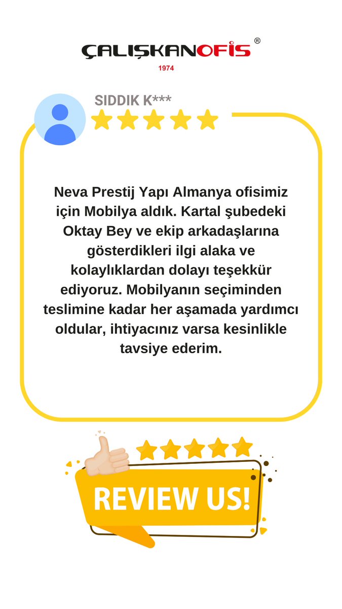 CaliskanOfis's tweet photo. Müşterilerimizden mutlu yorumlar 😊😊
https://t.co/PWYgUjelXD https://t.co/KjiuBvBD5N