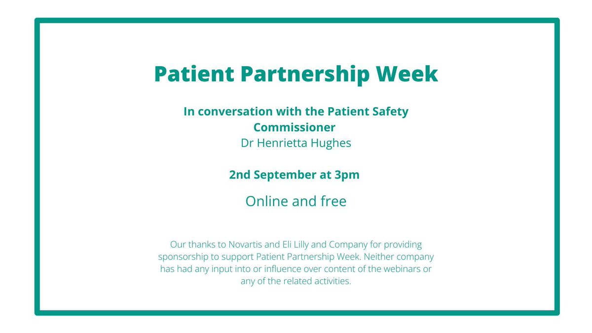 PatientsAssoc's tweet photo. Once again @PSCommissioner is part of Patient Partnership Week! Join us for an insightful discussion between Dr Hughes and our Chief Executive @rachelpower222
Reserve your spot now: https://t.co/7Tona4Bize #PatientPartnershipWeek #QandA https://t.co/fLIlzDinQg