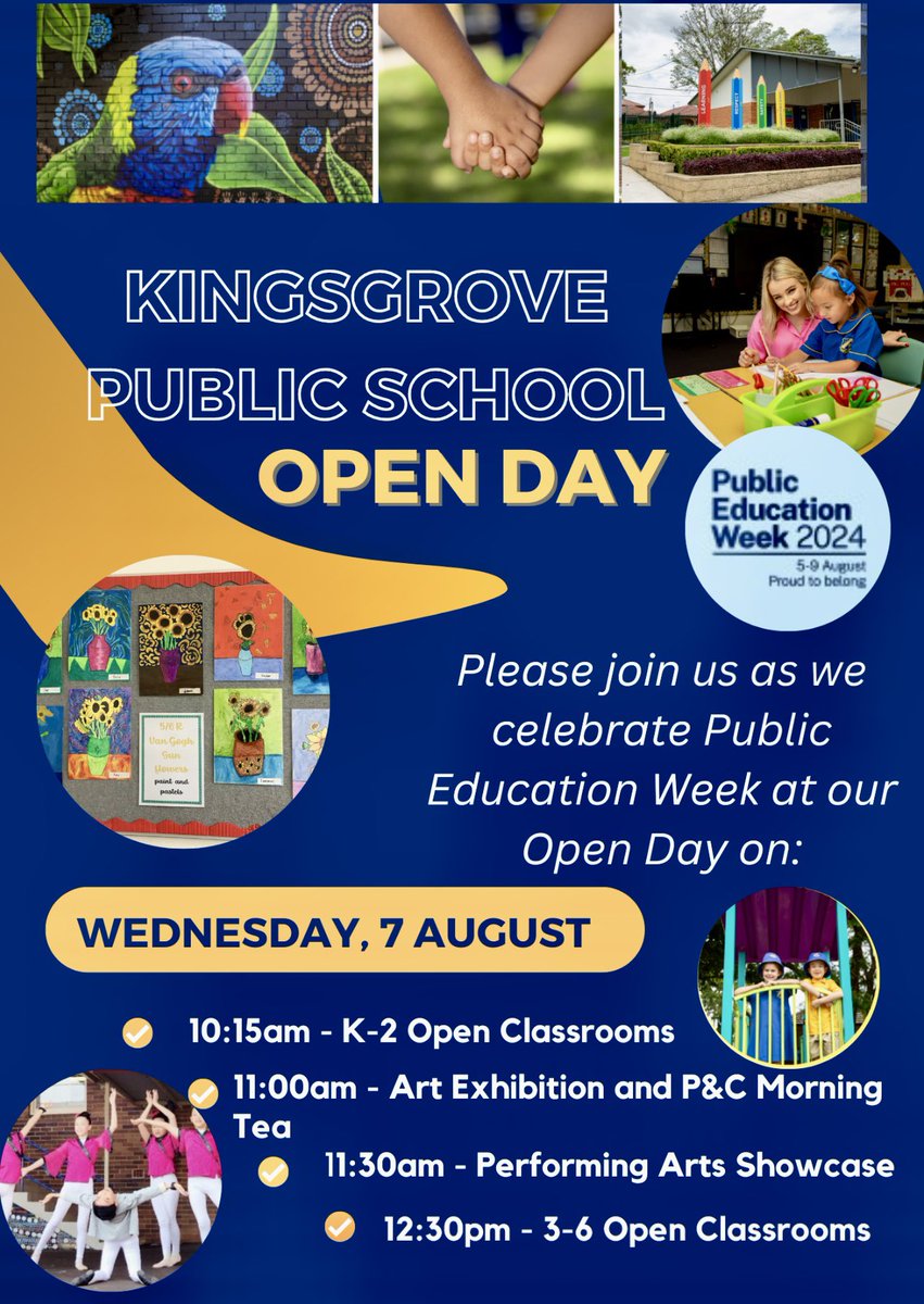 Happy Public Education Week! We look forward to welcoming our community on Wednesday, 7 August to celebrate the wonderful achievements of our students and staff.