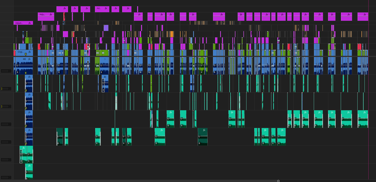 timeline of 30 clips