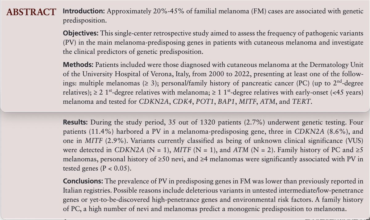 Salvatore Paiella (@totuccio1983) on Twitter photo 🎙🎙#Melanoma and #pancreaticcancer are distant cousins, still relatives: CDKN2A and MITF mutations may be found in patients with multiple #melanomas and a family history of #pancreaticcancer! Do not forget the geneticists! <a href="/KlatteDerkMD/">Derk Klatte</a> <a href="/PancreasVerona/">Pancreas Verona</a> <a href="/FondMelanoma/">Fondazione Melanoma</a> <a href="/ImiItaliano/">IMI - Intergruppo Melanoma Italiano</a> 🎙🎙#Melanoma and #pancreaticcancer are distant cousins, still relatives: CDKN2A and MITF mutations may be found in patients with multiple #melanomas and a family history of #pancreaticcancer! Do not forget the geneticists! <a href="/KlatteDerkMD/">Derk Klatte</a> <a href="/PancreasVerona/">Pancreas Verona</a> <a href="/FondMelanoma/">Fondazione Melanoma</a> <a href="/ImiItaliano/">IMI - Intergruppo Melanoma Italiano</a>