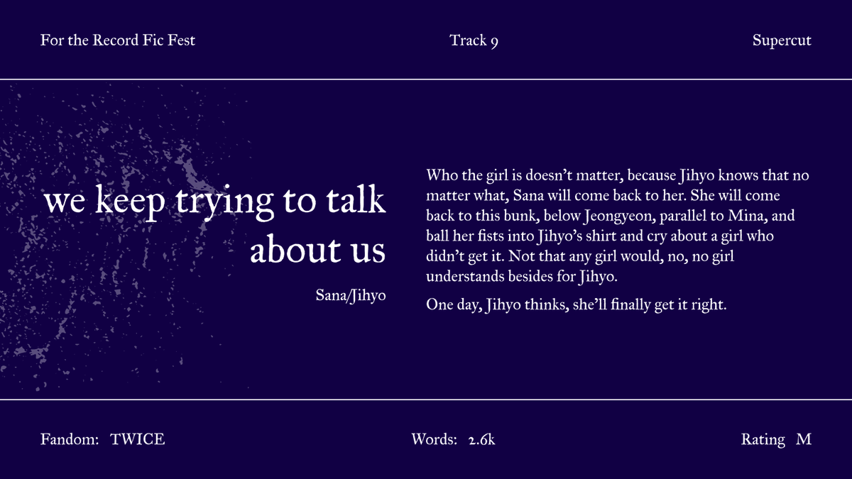 we keep trying to talk about us
▷ supercut
▷ twice
▷ sana/jihyo
▷ rating: m
archiveofourown.org/collections/ft…