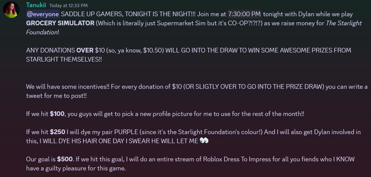 ItsMeTanukii's tweet photo. We begin our fundraising for @star_streamers #GameChangers #GameChangers2024 #StarlightFoundation TONIGHT over on Twitch! Please come join me at 7:30pm Melbourne time for some good vibes, and to raise money for a wonderful cause <3 https://t.co/0z6rQRwcJb