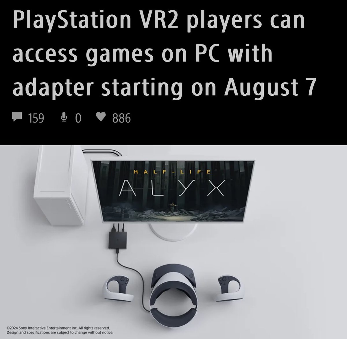 Barnacules's tweet photo. Counting down the days to PSVR2 PC adapter… ⏰ I really hope to get one before they sell out when it launches since I love my PSVR2 and would love to also use it on my PC. It truly is a great VR headset and this adapter will make it one of the best all around. 👏 https://t.co/NrHE69XrkZ