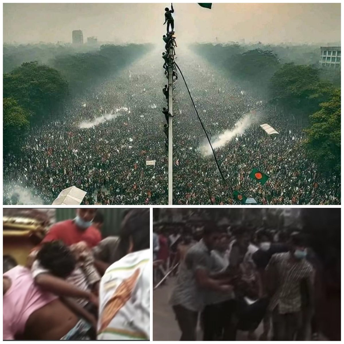 බංගලාදේශයේ දස දහස් ගණනක පුරවැසියන්ගේ විරෝධතාවට ආරක්ෂක අංශ පහරදීම නිසා මිය ගිය ගණන 100 ඉක්මවන බවත්, විරෝධතා නතර කිරීම සඳමා ඇඳිරිනීතිය පනවා ඇති බවත් විදෙස් මාධ්‍ය වාර්තා කරයි.