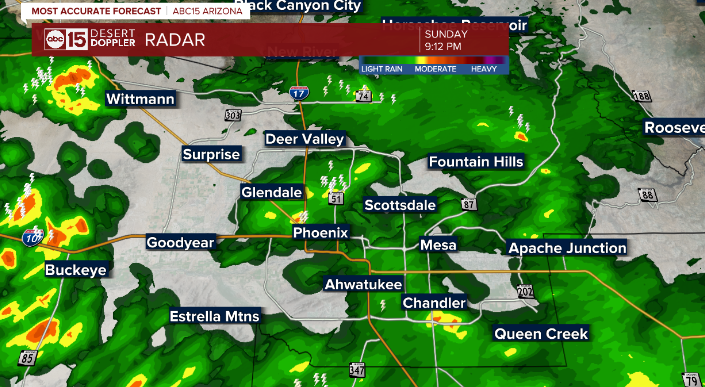 Thunderstorms in the valley tonight producing strong winds, lightning and pockets of heavy rain.
