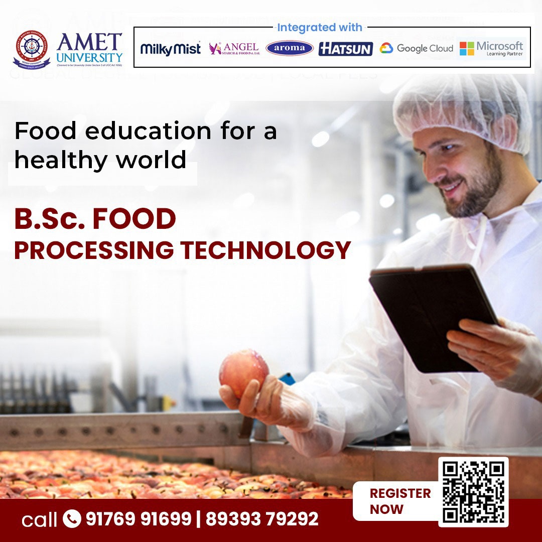 UniversityAmet's tweet photo. Admission Open 2024 - 25
https://t.co/UVguvjxbWj. Food Processing Technology &amp; Management.
Duration: 3 years

For More Details,
Visit: https://t.co/aBF42S1Lu8

#BSc #FoodProcessing #Technology #Management #UGProgram #AmetUniversity #Amet #Chennai #ECR https://t.co/7d6l99UXM8