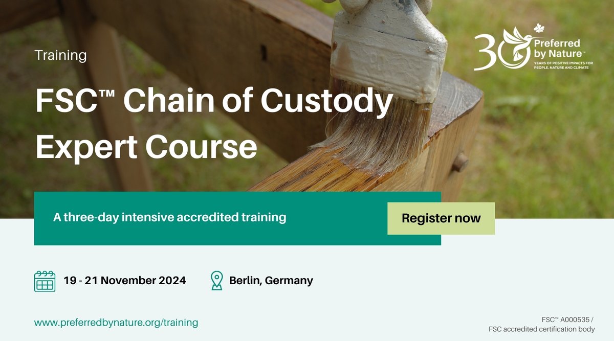 PreferbyNature's tweet photo. 🌲We’re bringing our FSC #ExpertCourse to #Germany! 

Whether you're interested in diving deeper into the #FSC #ChainofCustody programme or need to meet formal auditor #training requirements, this course is tailored for you.

💡Learn more: 
https://t.co/1ZK2QYcrjB https://t.co/uqQIuJEgxM