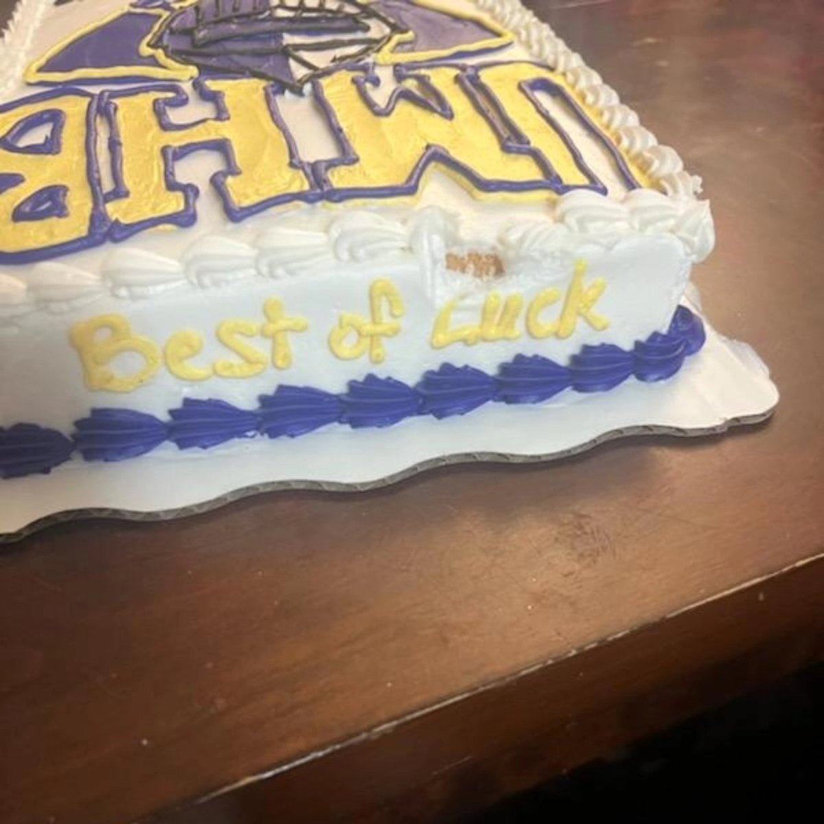 My Kinfolk Qua Neisha got this Cake for Deuce today. My son leaves Wednesday morning to start his 2nd Chapter of life at The University of Mary Hardin-Baylor!! I'm excited and ready for this New Adventure.  I'm ready for Saturday College Football Games!! 💙 💯 💪🏿 <a href="/johnsolo102/">Deuce Solomon</a>