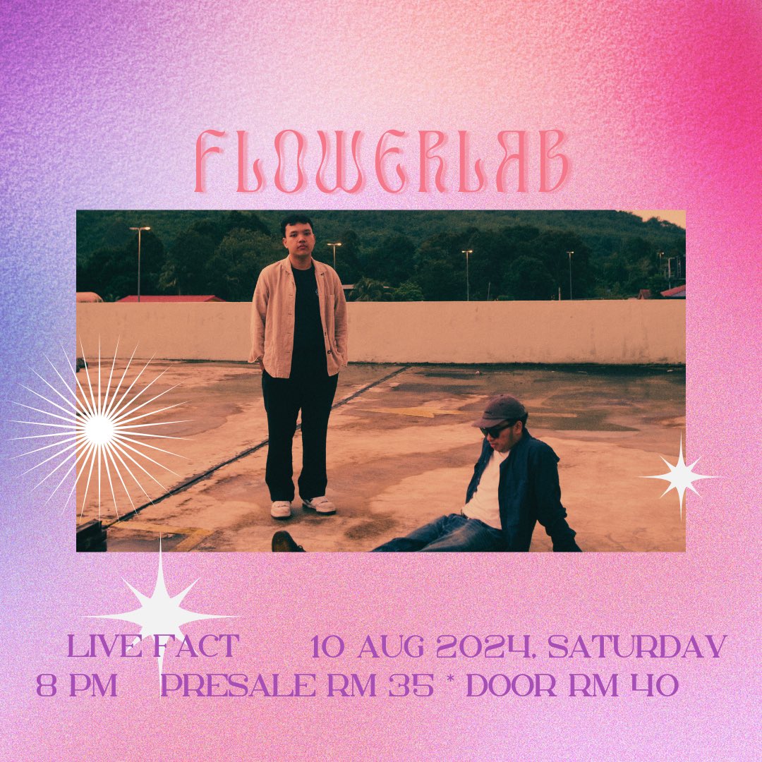 Hi, we're Flowerlab. Good news, everyone! It's been a while since we last performed, but we will be performing at Live Fact in Damansara on August 10th! Grab your tickets and come disco with us! We'll also be playing some new songs. hehe see you guys there!🌻💛
