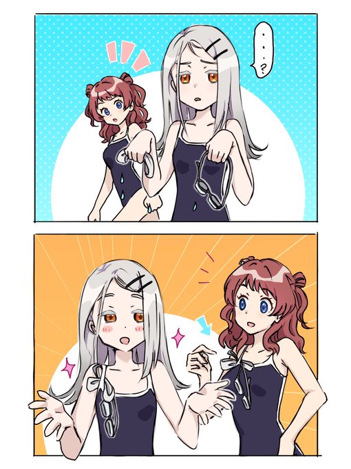 昨日の水着イラスト、広ちゃんの水着の肩紐にゴーグルとキャップをはさませようと思ってたんですが、広ちゃんはそんな事知らなそうだなぁと思ってやめました。
#学マス #篠澤広 #花海咲季 