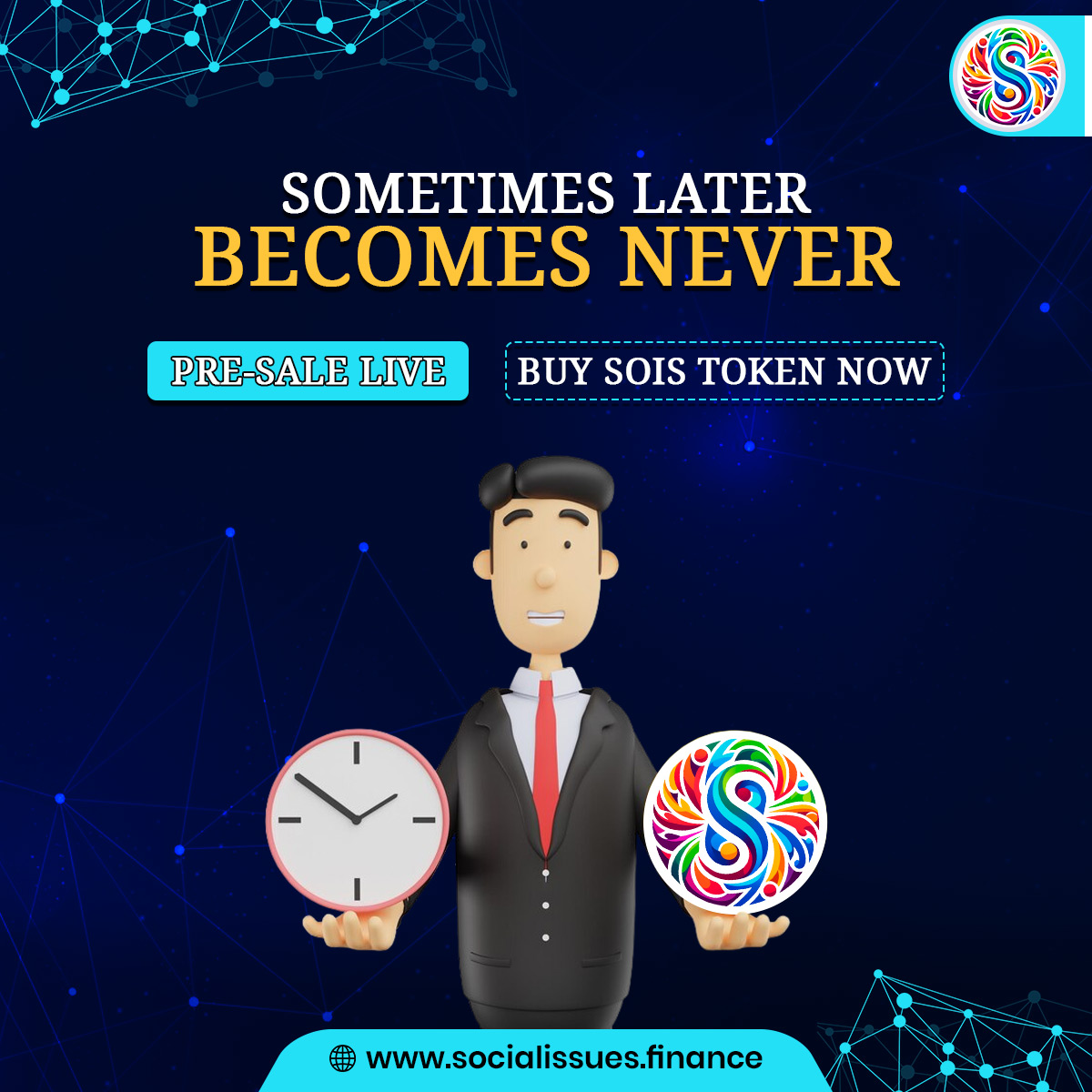 FinanceSocial's tweet photo. SOMETIMES LATER BECOMES NEVER❌
PRE-SALE LIVE📢📢📢
BUY SOIS TOKEN NOW: https://t.co/21G0RuJZXq
#SOIS #presale #cryptomarket #CryptoInvestor #crypto #PinkSale #bitcoin #altcoin #airdrop #rewardupdate #bounty #investnow #AirdropGiveaway #altcoinseason #buynow #tokensale https://t.co/7JIVflhSnd
