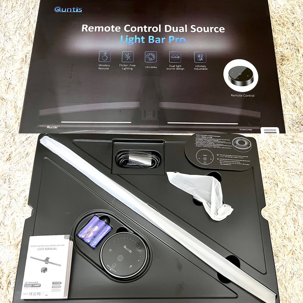 sako_Rainbow_'s tweet image. 今日は@QuntisO様からのご提供🌟
モニターライト『Quntis L215』をご紹介💁‍♀️

✴︎無線リモコン
✴︎バックライト付き
✴︎本体ダークグレー色
✴︎今ならAmazon価格6,798円✨

購入時のご参考に⬇️
ハイエンドのBenQ ScreenBar Haloと何が違うのか比較はツリーへ

#quntis #monitorlight #desksetup