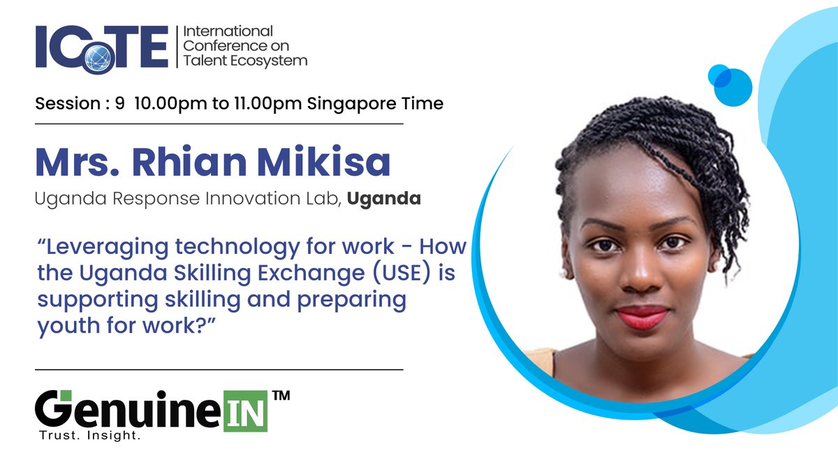 Join the International Conference on Talent Ecosystem (ICoTE '24), hosted by GenuineIN, on August 7, 2024. Catch the U-RIL session at 5:46pm EAT on Leveraging technology for work.  Register now to secure your spot:

lnkd.in/g7pPUdhX