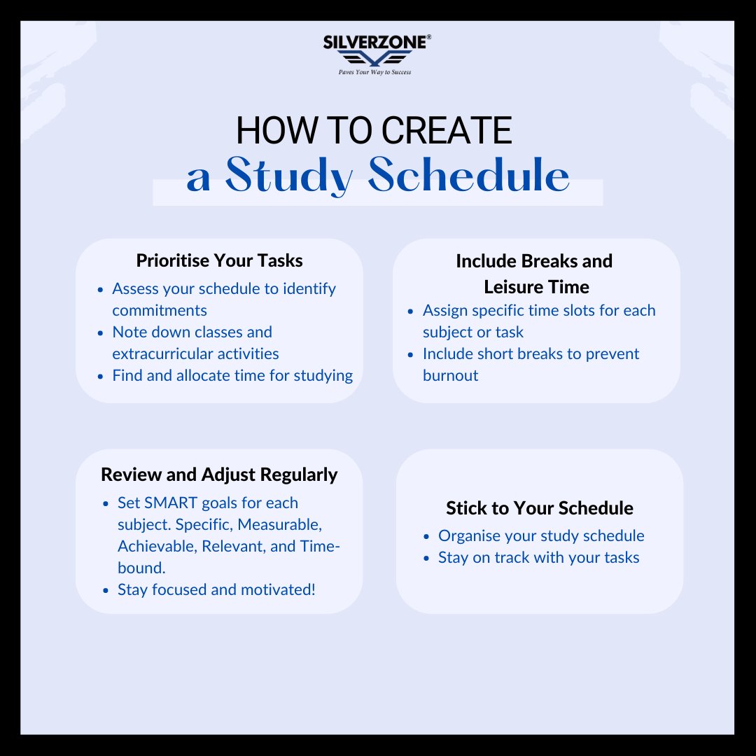 SZOlympiads's tweet image. Learn how to craft a study schedule that maximises productivity and keeps you on track. 

With SilverZone Olympiads, discover strategies to balance your commitments, set clear goals, and stay motivated! 📅✨ 

#SilverZoneOlympiads #StudySchedule #TimeManagement #StayOrganised