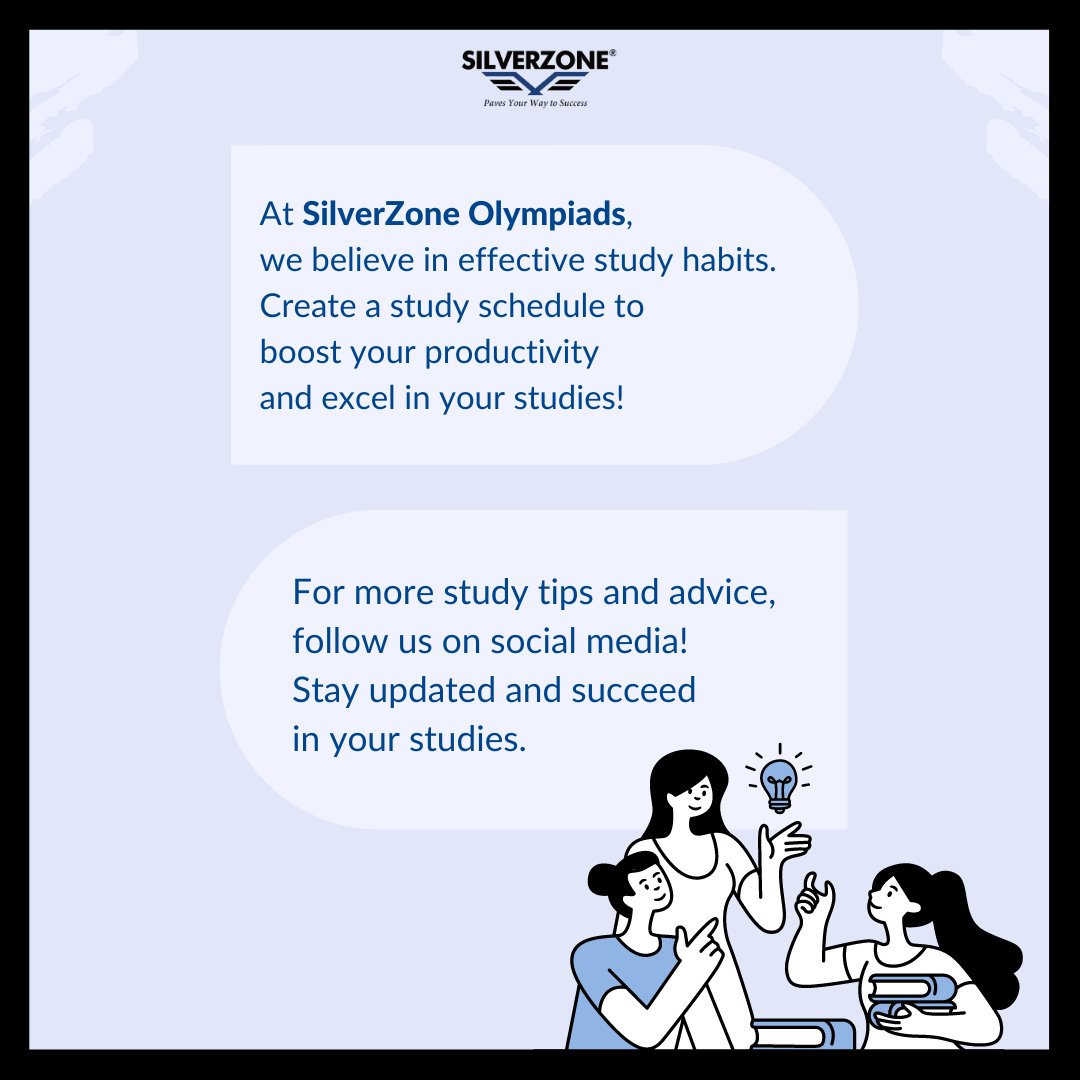 SZOlympiads's tweet image. Learn how to craft a study schedule that maximises productivity and keeps you on track. 

With SilverZone Olympiads, discover strategies to balance your commitments, set clear goals, and stay motivated! 📅✨ 

#SilverZoneOlympiads #StudySchedule #TimeManagement #StayOrganised