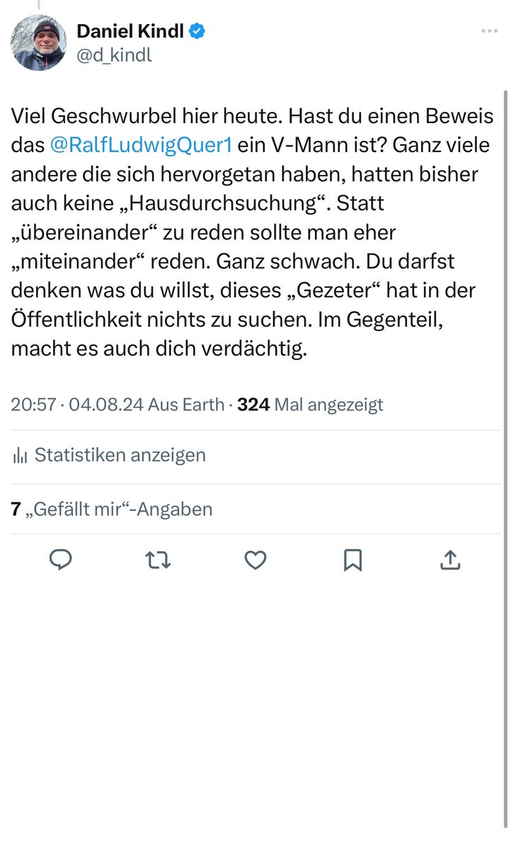 Mit konstruktiver Kritik kann <a href="/aya_velazquez/">Aya Velázquez</a> nicht umgehen! Keine schöner Charkterzug, wie ich finde.
<a href="/SHomburg/">Stefan Homburg</a> passen sie da bitte auf sich auf.