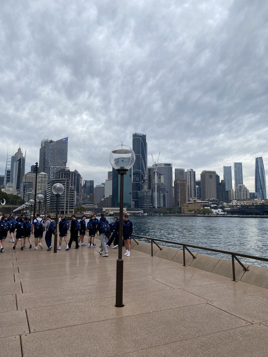 Final loop around the Opera House with beach Olympic winners being announced. Heading to the airport in a few hours 🔵⚪️