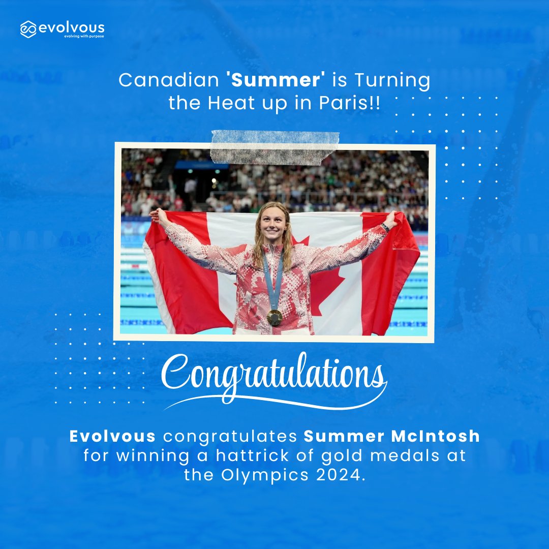 Evolvous Congratulates Summer McIntosh - Toronto's very own 'Golden Girl'
 
Summer McIntosh creates history by winning three gold medals in Olympic swimming.

#Swimming  #Olympics #OlympicGames