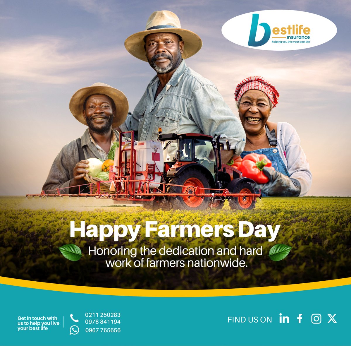BestLifeZm's tweet image. Honoring the Hands that Feed Us! 🌾🚜 This Farmers' Day, safeguard your family's future with Bestlife Insurance. #FarmersDay #BestlifeInsurance