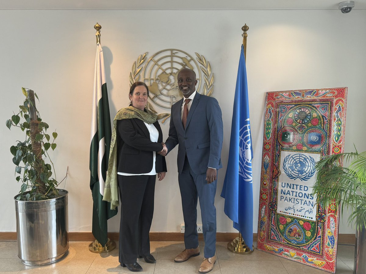 Welcomed <a href="/noalaskinner/">Noala Skinner</a> the <a href="/UNICEF/">UNICEF</a> Deputy Regional Director for South Asia. <a href="/UNICEF_Pakistan/">UNICEF Pakistan</a> under the leadership of <a href="/AbdullahAFadil/">Abdullah A. Fadil</a> is an anchor of <a href="/UNinPak/">United Nations Pakistan - اقوام متحدہ پاکستان</a> support of the SDGs in 🇵🇰.