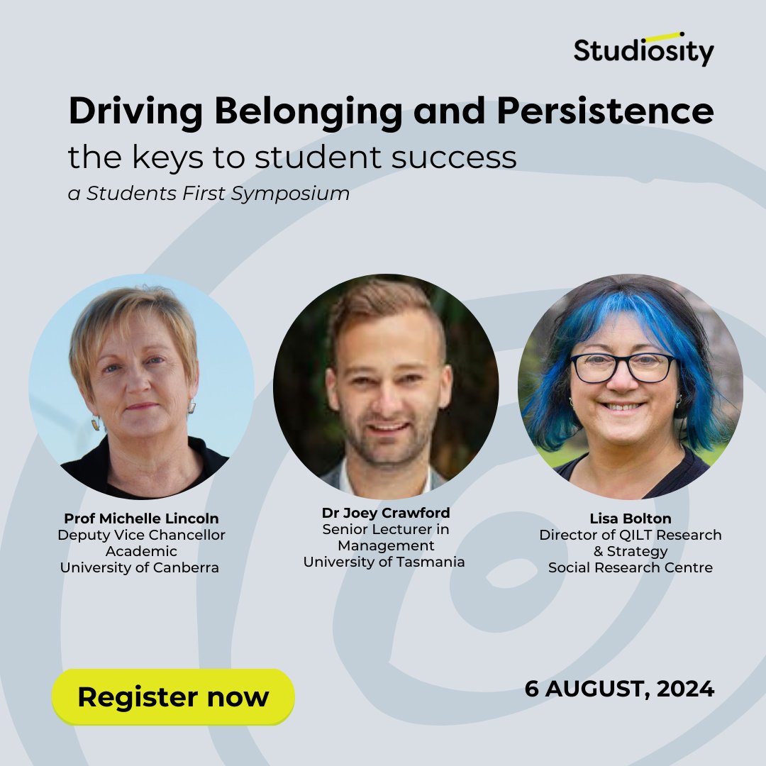 Studiosity (@studiosity) on Twitter photo Tomorrow: a fascinating exploration of student #belonging, persistence, and success. Is the sector measuring the right things? Is it able to? How are we adapting in 2024? Join our esteemed panel from <a href="/UniCanberra/">University of Canberra</a> <a href="/UTAS_/">University of Tasmania</a> <a href="/qilt_src/">QILT - SRC</a> us02web.zoom.us/webinar/regist… Tomorrow: a fascinating exploration of student #belonging, persistence, and success. Is the sector measuring the right things? Is it able to? How are we adapting in 2024? Join our esteemed panel from <a href="/UniCanberra/">University of Canberra</a> <a href="/UTAS_/">University of Tasmania</a> <a href="/qilt_src/">QILT - SRC</a> us02web.zoom.us/webinar/regist…