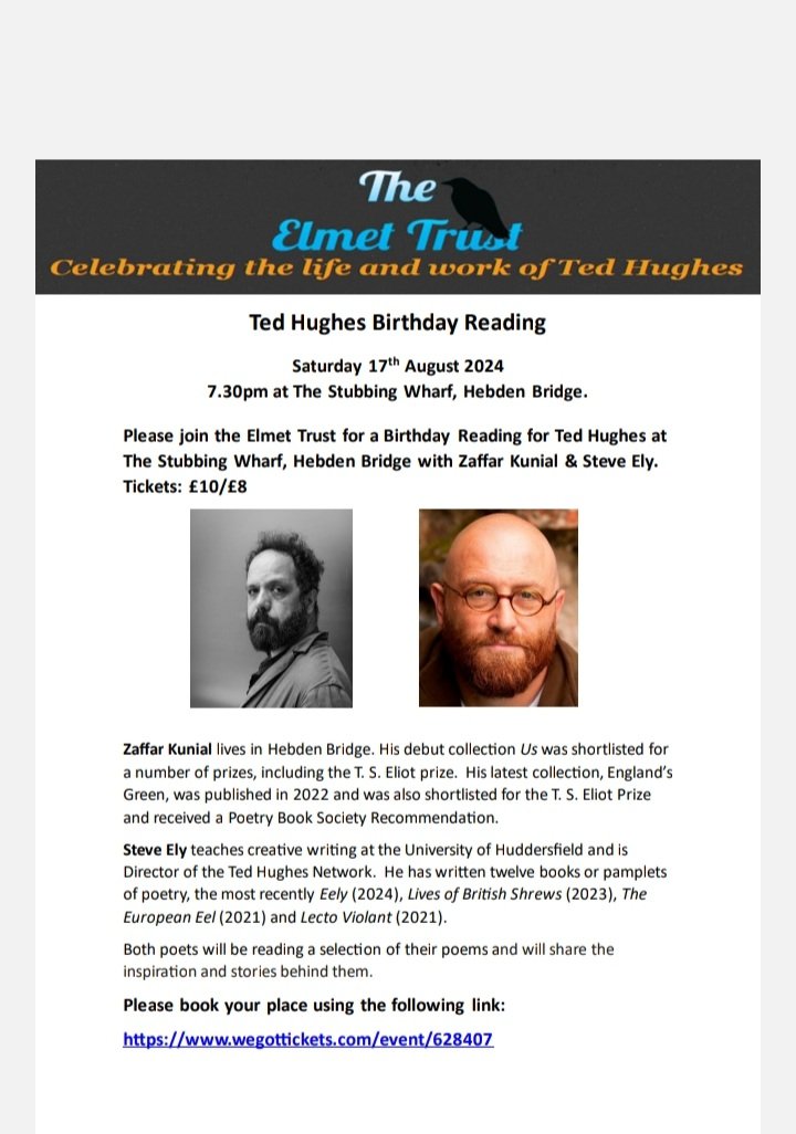 ElmetTrustUK's tweet photo. Flyers for our upcoming Ted Hughes' birthday weekend  events are here!  You can also find all the information you need and booking links here on our website  under the events page. Please come and join us ! 🙂

https://t.co/h3WtpqvPvr https://t.co/joDs1UOgeQ