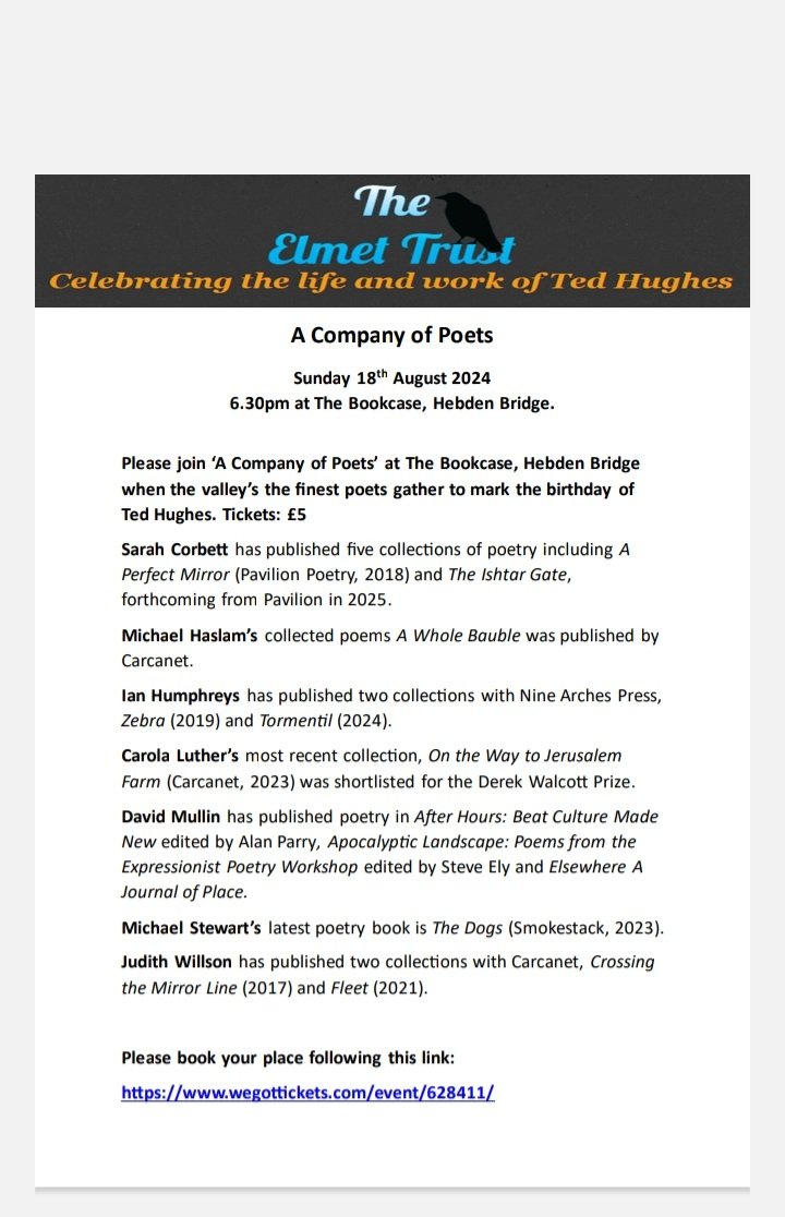 ElmetTrustUK's tweet photo. Flyers for our upcoming Ted Hughes' birthday weekend  events are here!  You can also find all the information you need and booking links here on our website  under the events page. Please come and join us ! 🙂

https://t.co/h3WtpqvPvr https://t.co/joDs1UOgeQ