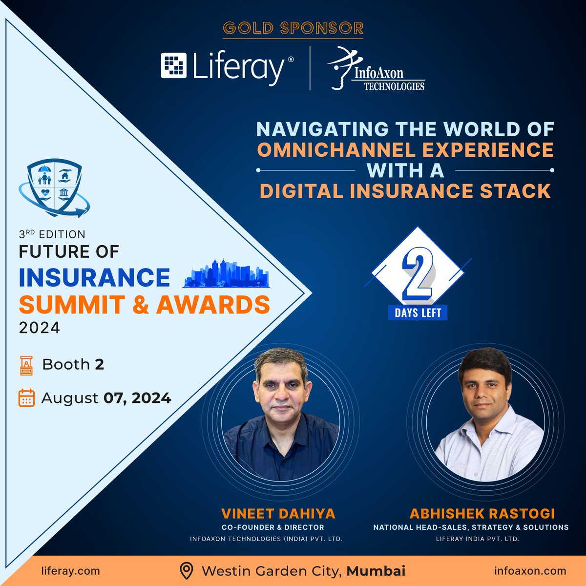 How prepared is your insurance strategy for the digital age?

Join us at the 3rd Edition of the Future of Insurance Summit &amp; Awards to explore #omnichannel experiences with our #DigitalInsuranceStack.

📅 Aug 7 
🕗 12:10 PM
📍Westin Garden City, Mumbai

See you at 𝐁𝐨𝐨𝐭𝐡 𝟐!